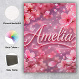 Personalised Name Dreamy Pink Cherry Custom Premium Decorative Design Modern Room Accent Canvas Wall Art Print Decor Picture Ready to Hang