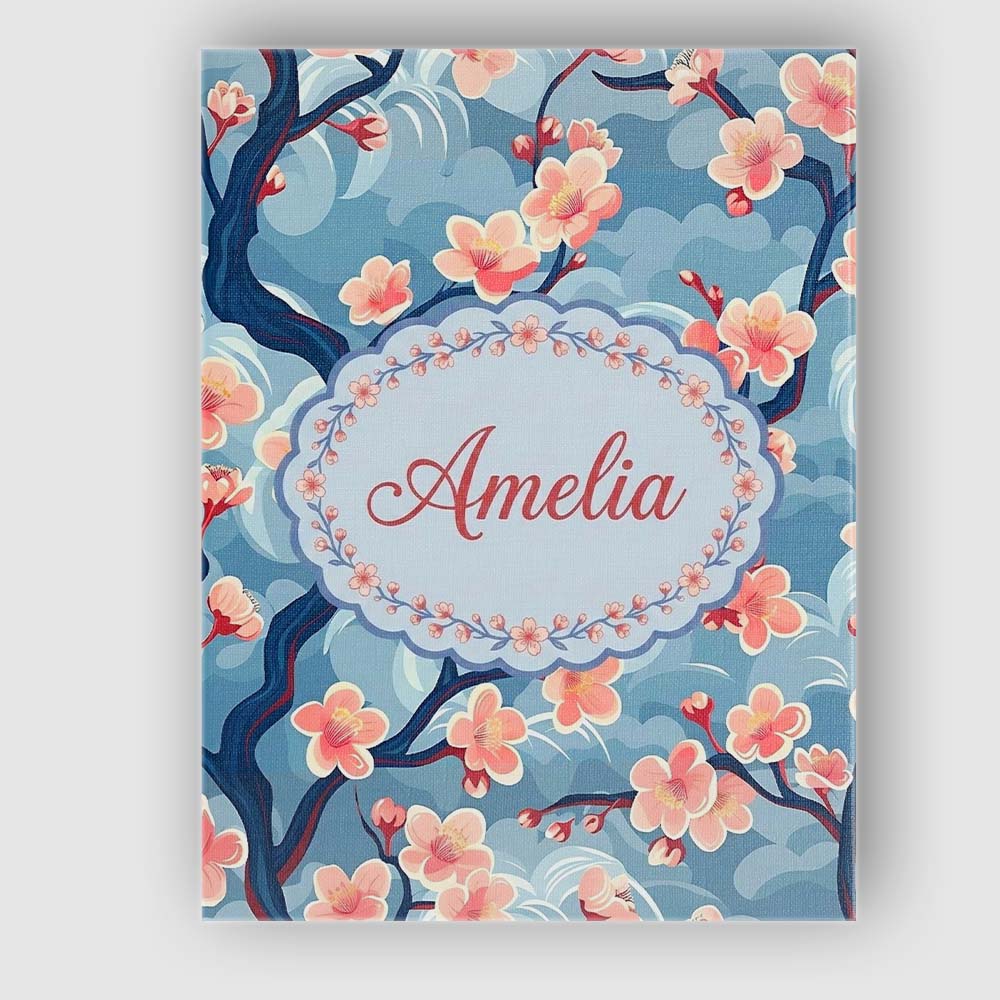 Personalised Name Japanese Cherry Blossom Custom  Unique Gift Idea Elegant Feature Canvas Wall Art Print Decor Picture Ready to Hang