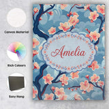 Personalised Name Japanese Cherry Blossom Custom  Unique Gift Idea Elegant Feature Canvas Wall Art Print Decor Picture Ready to Hang