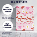 Personalised Name Pastel Cherry and Ribbon Custom  Unique Gift Idea Elegant Feature Canvas Wall Art Print Decor Picture Ready to Hang