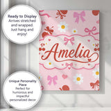 Personalised Name Pastel Cherry and Ribbon Custom  Unique Gift Idea Elegant Feature Canvas Wall Art Print Decor Picture Ready to Hang