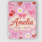 Personalised Name Pink Cherry and Bow Custom Modern Room Accent Creative Decorator Style Canvas Wall Art Print Decor Picture Ready to Hang