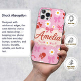 Pink Cherry and Bow Decorative Printed Design Custom Name Protective Phone Case Mobile Cover Durable Everyday Smartphone Shock Resistant
