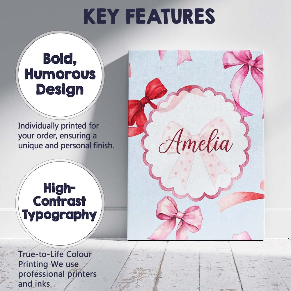 Personalised Name Watercolor Red and Pink Custom  Unique Gift Idea Elegant Feature Canvas Wall Art Print Decor Picture Ready to Hang