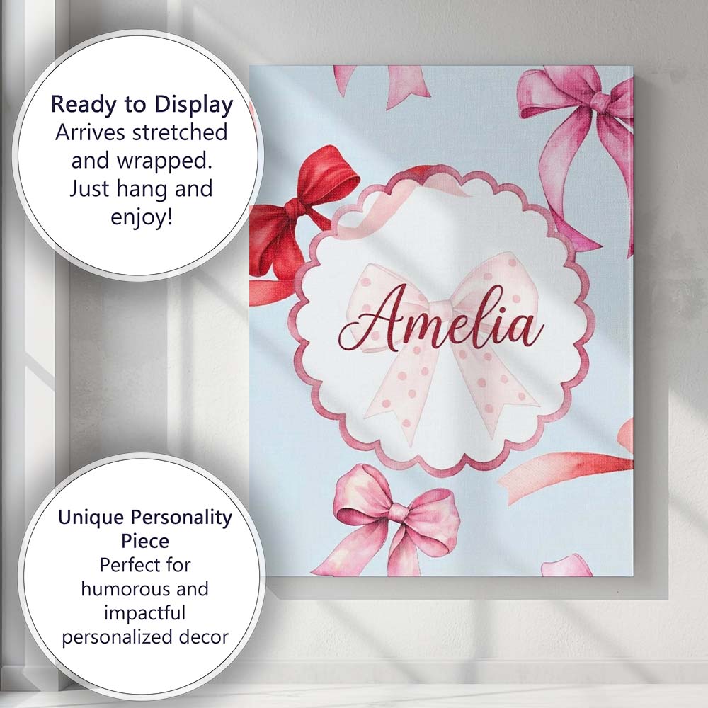 Personalised Name Watercolor Red and Pink Custom  Unique Gift Idea Elegant Feature Canvas Wall Art Print Decor Picture Ready to Hang