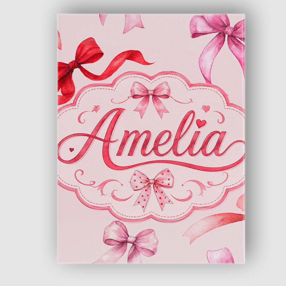 Personalised Name Watercolor Red and Pink Custom  Unique Gift Idea Elegant Feature Canvas Wall Art Print Decor Picture Ready to Hang