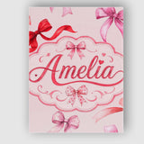 Personalised Name Watercolor Red and Pink Custom  Unique Gift Idea Elegant Feature Canvas Wall Art Print Decor Picture Ready to Hang