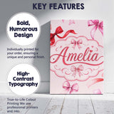 Personalised Name Watercolor Red and Pink Custom  Unique Gift Idea Elegant Feature Canvas Wall Art Print Decor Picture Ready to Hang