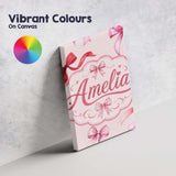 Personalised Name Watercolor Red and Pink Custom  Unique Gift Idea Elegant Feature Canvas Wall Art Print Decor Picture Ready to Hang