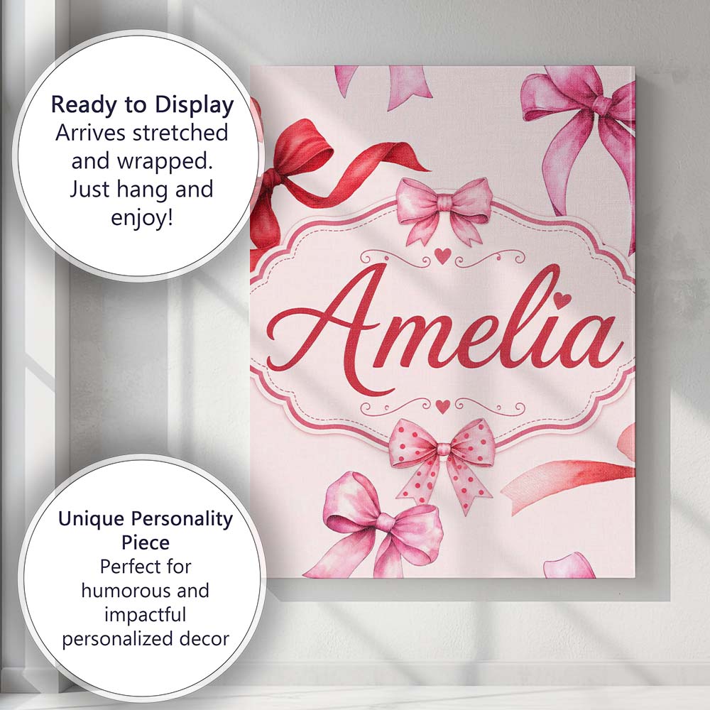 Personalised Name Watercolor Red and Pink Custom  Unique Gift Idea Elegant Feature Canvas Wall Art Print Decor Picture Ready to Hang