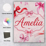 Personalised Name Watercolor Red and Pink Custom  Unique Gift Idea Elegant Feature Canvas Wall Art Print Decor Picture Ready to Hang