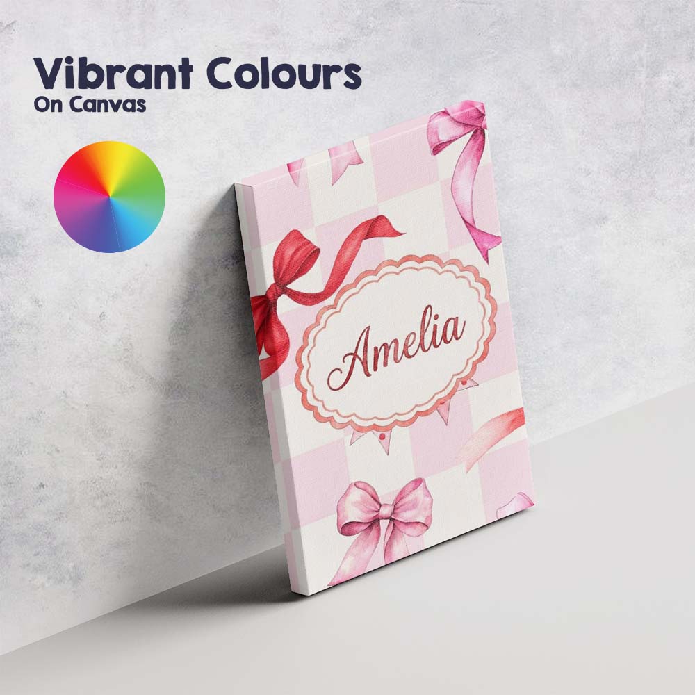 Personalised Name Watercolor Red and Pink Custom  Unique Gift Idea Elegant Feature Canvas Wall Art Print Decor Picture Ready to Hang