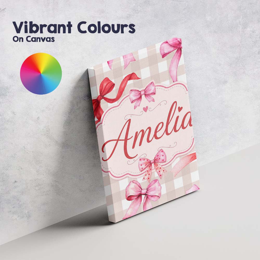 Personalised Name Watercolor Red and Pink Custom  Unique Gift Idea Elegant Feature Canvas Wall Art Print Decor Picture Ready to Hang