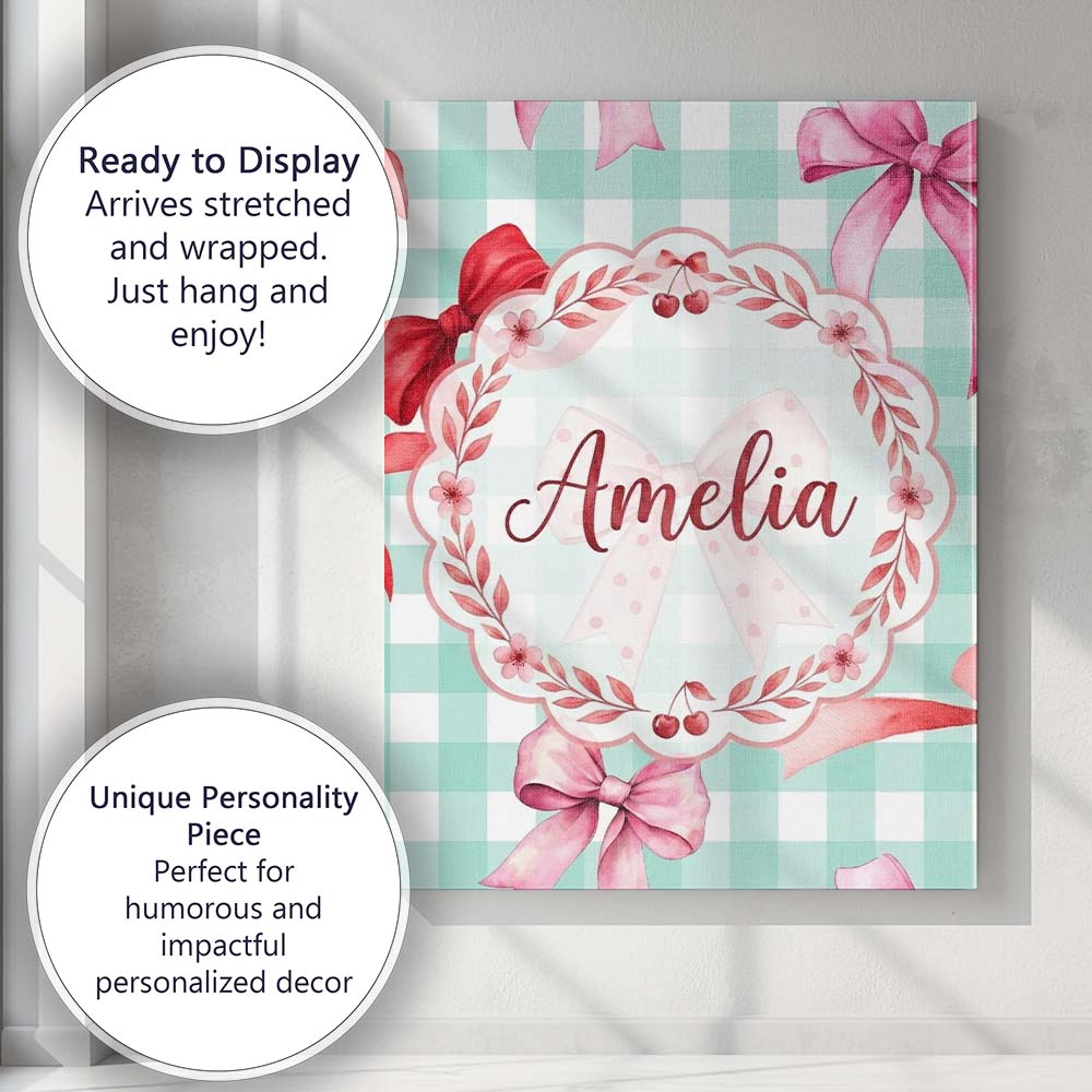Personalised Name Watercolor Red and Pink Custom  Unique Gift Idea Elegant Feature Canvas Wall Art Print Decor Picture Ready to Hang