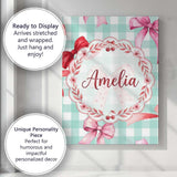Personalised Name Watercolor Red and Pink Custom  Unique Gift Idea Elegant Feature Canvas Wall Art Print Decor Picture Ready to Hang