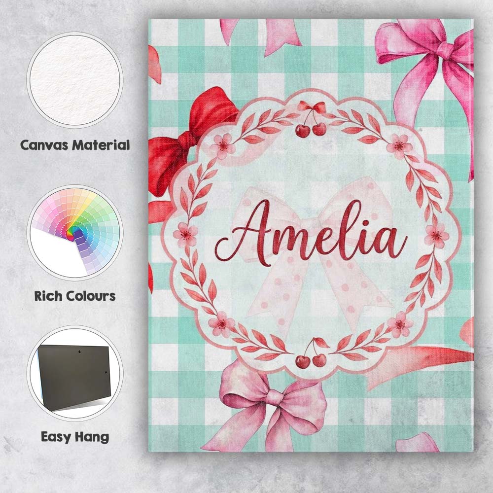 Personalised Name Watercolor Red and Pink Custom  Unique Gift Idea Elegant Feature Canvas Wall Art Print Decor Picture Ready to Hang