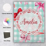 Personalised Name Watercolor Red and Pink Custom  Unique Gift Idea Elegant Feature Canvas Wall Art Print Decor Picture Ready to Hang