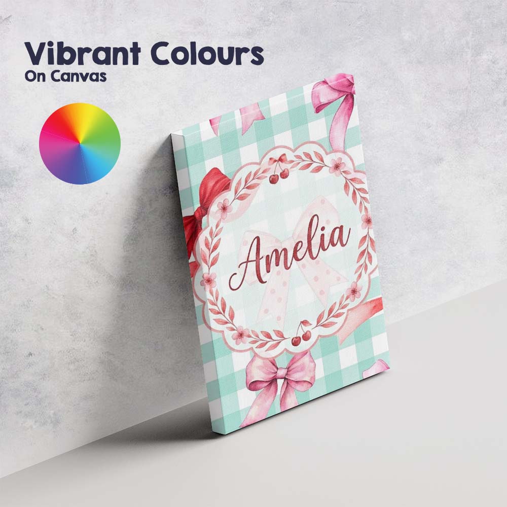 Personalised Name Watercolor Red and Pink Custom  Unique Gift Idea Elegant Feature Canvas Wall Art Print Decor Picture Ready to Hang