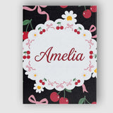 Personalised Name Cute Cherry and Daisy Custom  Modern Room Accent Elegant Feature Canvas Wall Art Print Decor Picture Ready to Hang