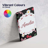 Personalised Name Cute Cherry and Daisy Custom  Modern Room Accent Elegant Feature Canvas Wall Art Print Decor Picture Ready to Hang
