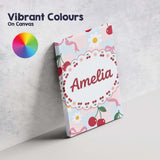 Personalised Name Cute Cherry and Daisy Custom  Modern Room Accent Elegant Feature Canvas Wall Art Print Decor Picture Ready to Hang