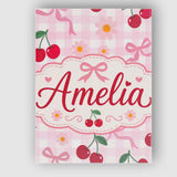 Personalised Name Cute Cherry and Daisy Custom  Modern Room Accent Elegant Feature Canvas Wall Art Print Decor Picture Ready to Hang