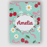 Personalised Name Cute Cherry and Daisy Custom  Modern Room Accent Elegant Feature Canvas Wall Art Print Decor Picture Ready to Hang