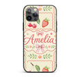 Cute Cherry and Daisy Flowers with Pink Ribbon Custom Name Protective Phone Case Mobile Cover Durable Everyday Smartphone Shock Resistant