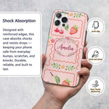 Watercolor Cherry Strawberry Bow Macaron Dessert Custom Name Protective Phone Case Mobile Cover Durable Everyday Smartphone Shock Resistant