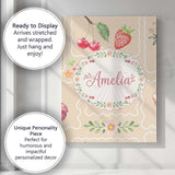 Personalised Name Cute Watercolor Cherry Custom  Unique Gift Idea Elegant Feature Canvas Wall Art Print Decor Picture Ready to Hang