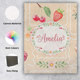 Personalised Name Cute Watercolor Cherry Custom  Unique Gift Idea Elegant Feature Canvas Wall Art Print Decor Picture Ready to Hang
