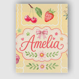 Personalised Name Cute Watercolor Cherry Custom  Unique Gift Idea Elegant Feature Canvas Wall Art Print Decor Picture Ready to Hang