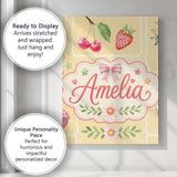 Personalised Name Cute Watercolor Cherry Custom  Unique Gift Idea Elegant Feature Canvas Wall Art Print Decor Picture Ready to Hang