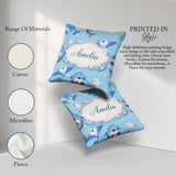 Custom Name Dolphin Stingray Ocean Sea Life Soft Aqua Background Square Filled Cushion Throw Pillow Sofa Bed Home Decor Zip Washable UK Made
