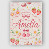 Personalised Name Cute Watercolor Cherry Custom  Unique Gift Idea Elegant Feature Canvas Wall Art Print Decor Picture Ready to Hang