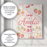 Personalised Name Cute Watercolor Cherry Custom  Unique Gift Idea Elegant Feature Canvas Wall Art Print Decor Picture Ready to Hang