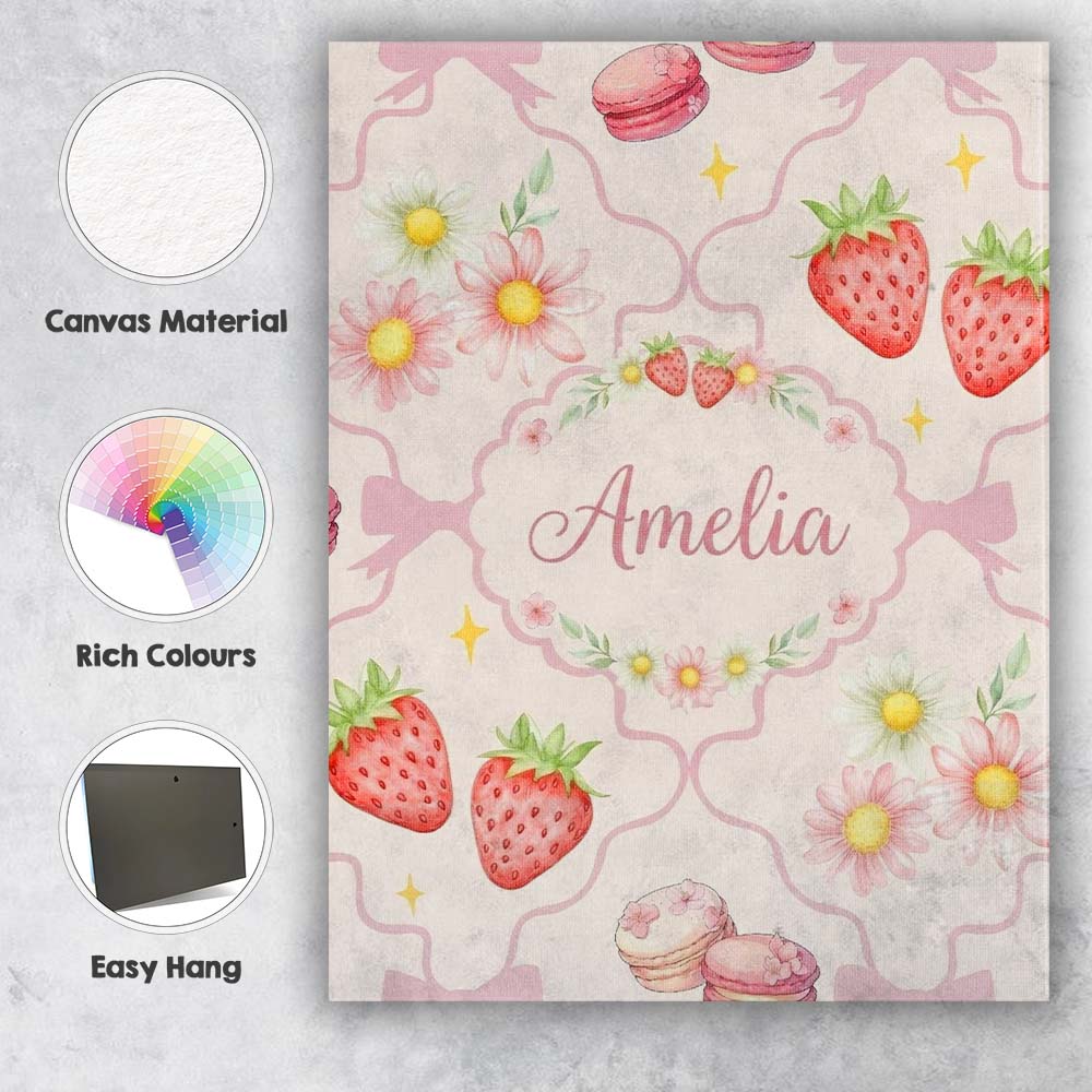 Personalised Name Cute Watercolor Cherry Custom  Unique Gift Idea Elegant Feature Canvas Wall Art Print Decor Picture Ready to Hang