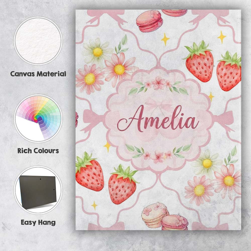 Personalised Name Cute Watercolor Cherry Custom  Unique Gift Idea Elegant Feature Canvas Wall Art Print Decor Picture Ready to Hang