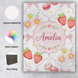 Personalised Name Cute Watercolor Cherry Custom  Unique Gift Idea Elegant Feature Canvas Wall Art Print Decor Picture Ready to Hang