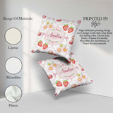 Custom Name Watercolor Cherry Daisy Flowers and Pink Bow White Square Filled Cushion Throw Pillow Sofa Bed Home Decor Zip Washable UK Made