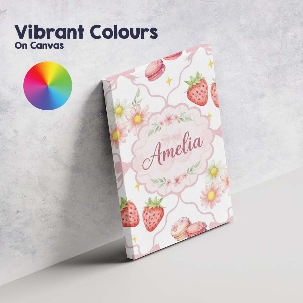 Personalised Name Cute Watercolor Cherry Custom  Unique Gift Idea Elegant Feature Canvas Wall Art Print Decor Picture Ready to Hang