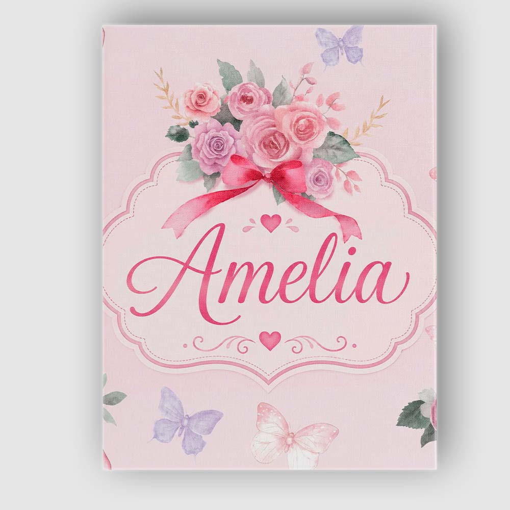 Personalised Name Watercolor Rose Bouquet Custom  Unique Gift Idea Elegant Feature Canvas Wall Art Print Decor Picture Ready to Hang