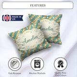 Custom Name Gold Glitter Stripe Stars Snowflakes Festive Pattern Square Filled Cushion Throw Pillow Sofa Bed Home Decor Zip Washable UK Made