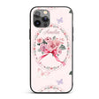 Cute Watercolor Roses Bouquet with Red Ribbon Custom Name Protective Phone Case Mobile Cover Durable Everyday Smartphone Shock Resistant
