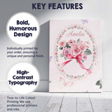 Personalised Name Cute Watercolor Roses Custom  Modern Room Accent Elegant Feature Canvas Wall Art Print Decor Picture Ready to Hang