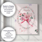 Personalised Name Cute Watercolor Roses Custom  Modern Room Accent Elegant Feature Canvas Wall Art Print Decor Picture Ready to Hang
