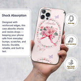 Cute Watercolor Roses Bouquet with Red Ribbon Custom Name Protective Phone Case Mobile Cover Durable Everyday Smartphone Shock Resistant