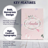 Personalised Name Cute Watercolor Roses Custom  Modern Room Accent Elegant Feature Canvas Wall Art Print Decor Picture Ready to Hang