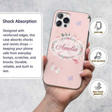 Cute Watercolor Roses Bouquet with Red Ribbon Custom Name Protective Phone Case Mobile Cover Durable Everyday Smartphone Shock Resistant
