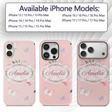 Cute Watercolor Roses Bouquet with Red Ribbon Custom Name Protective Phone Case Mobile Cover Durable Everyday Smartphone Shock Resistant